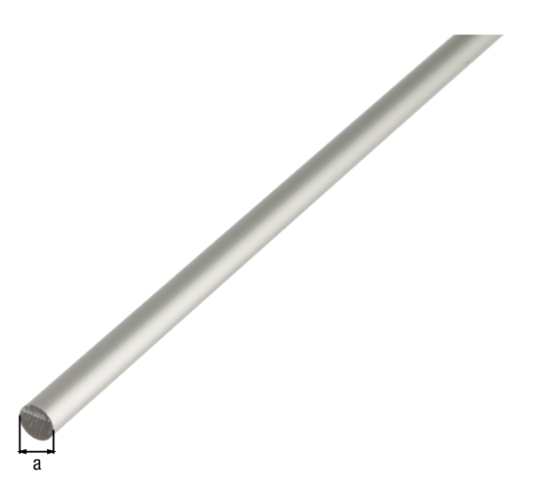 Profilé rond plein, Matériau: Aluminium, Finition: couleur argent, anodisée, Diamètre: 8 mm, Longueur: 1000 mm