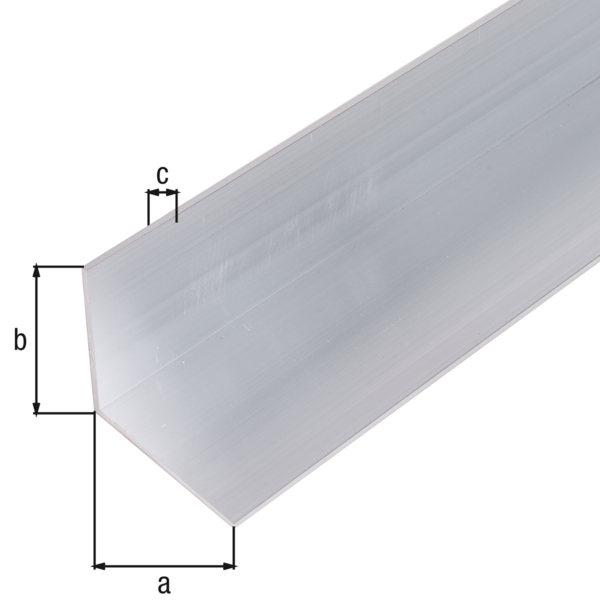 Profilo BA angolare, Materiale: alluminio, superficie: naturale, larghezza: 60 mm, altezza: 60 mm, Spessore del materiale: 3 mm, Modello: con lati uguali, Lunghezza: 1000 mm