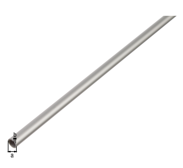 Tubo tondo, Materiale: alluminio, superficie: anodizzata argento, diametro: 12 mm, Spessore del materiale: 1 mm, Lunghezza: 1000 mm