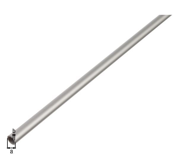 Perfil cilíndrico, Material: Aluminio, Superficie: anodizado plateado, Diámetro: 15 mm, Espesura del material: 1 mm, Longitud: 1000 mm