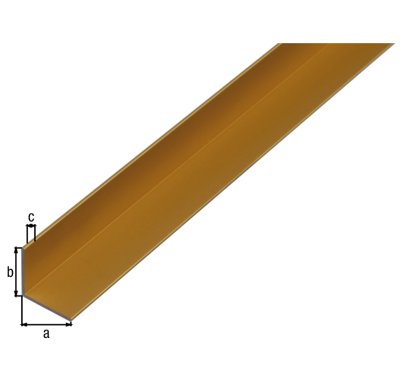 Perfil de ángulo, Material: Aluminio, Superficie: anodizado dorado, Anchura: 15 mm, Altura: 15 mm, Espesura del material: 1 mm, Versión: lados iguales, Longitud: 1000 mm