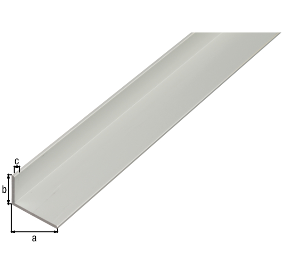 Perfil de ángulo, Material: Aluminio, Superficie: anodizado plateado, Anchura: 15 mm, Altura: 10 mm, Espesura del material: 1,5 mm, Versión: lados desiguales, Longitud: 1000 mm
