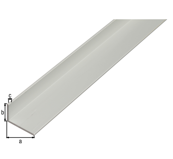 Cornière, Matériau: Aluminium, Finition: couleur argent, anodisée, Largeur: 15 mm, Hauteur: 10 mm, Épaisseur du matériau: 1,5 mm, Version: côtés inégaux, Longueur: 1000 mm