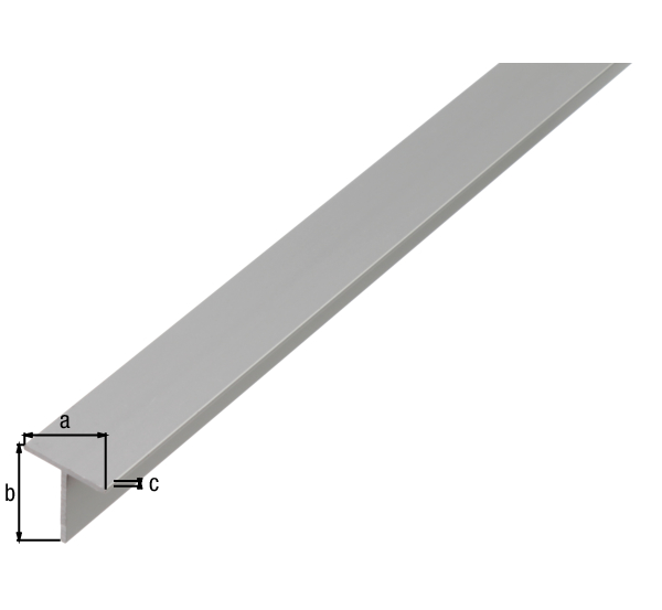 Profilo a T, Materiale: alluminio, superficie: anodizzata argento, larghezza: 20 mm, altezza: 20 mm, Spessore del materiale: 1,5 mm, Lunghezza: 2000 mm