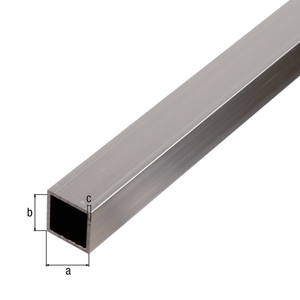 BA-Profile, square, Material: Aluminium, Surface: untreated, Width: 10 mm, Height: 10 mm, Material thickness: 1 mm, Length: 1000 mm