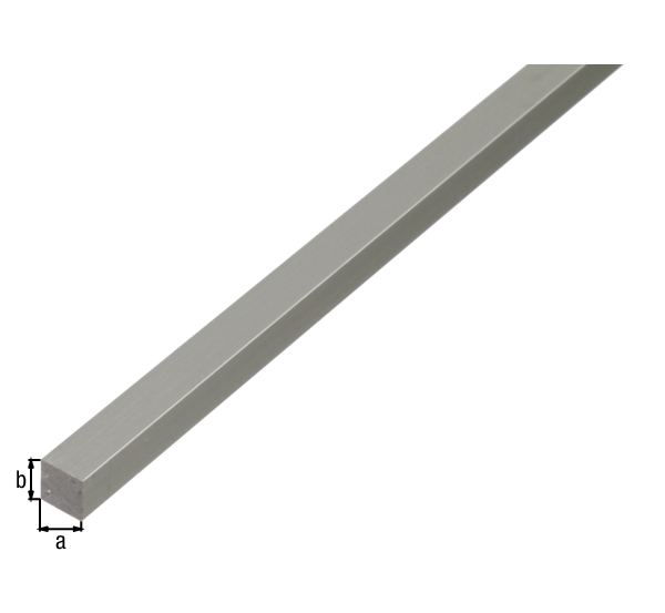 Square bar, Material: Aluminium, Surface: silver anodised, Width: 10 mm, Height: 10 mm, Length: 2000 mm
