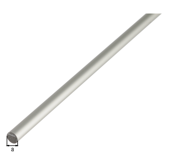 Barra tonda, Materiale: alluminio, superficie: anodizzata argento, diametro: 5 mm, Lunghezza: 2000 mm