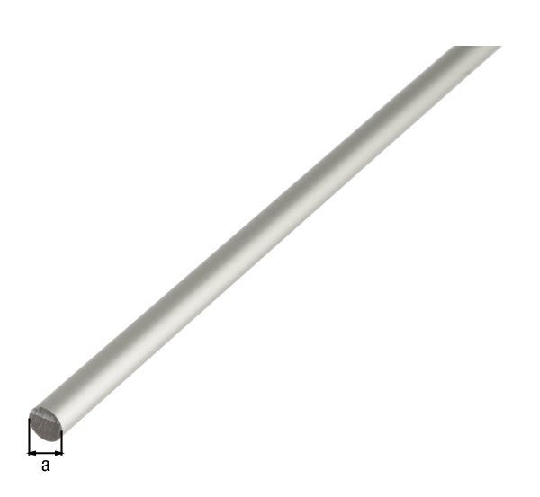 Barra tonda, Materiale: alluminio, superficie: anodizzata argento, diametro: 8 mm, Lunghezza: 2000 mm