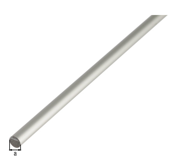 Barra tonda, Materiale: alluminio, superficie: anodizzata argento, diametro: 10 mm, Lunghezza: 2000 mm