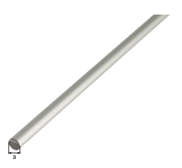 Barra tonda, Materiale: alluminio, superficie: anodizzata argento, diametro: 12 mm, Lunghezza: 2000 mm