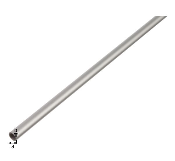 Tubo tondo, Materiale: alluminio, superficie: anodizzata argento, diametro: 6 mm, Spessore del materiale: 1 mm, Lunghezza: 2000 mm