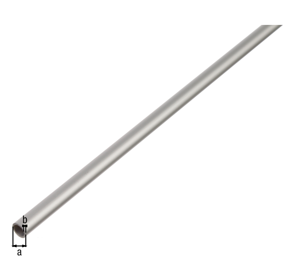 Rundrohr, Material: Aluminium, Oberfläche: silberfarbig eloxiert, Durchmesser: 12 mm, Materialstärke: 1 mm, Länge: 2000 mm