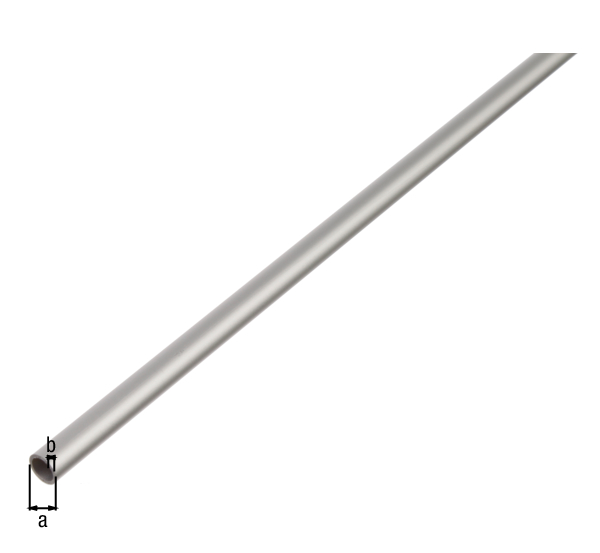 Tubo tondo, Materiale: alluminio, superficie: anodizzata argento, diametro: 25 mm, Spessore del materiale: 1,5 mm, Lunghezza: 2000 mm
