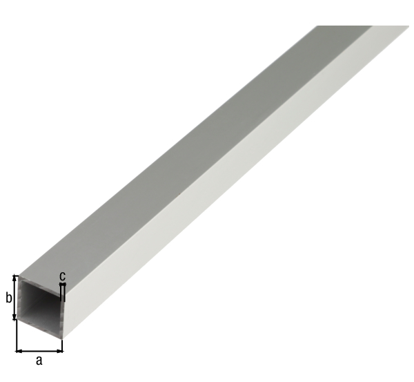 Square tube, Material: Aluminium, Surface: silver anodised, Width: 15 mm, Height: 15 mm, Material thickness: 1 mm, Length: 2000 mm