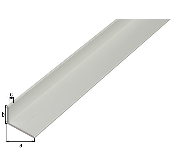 Perfil de ángulo, Material: Aluminio, Superficie: anodizado plateado, Anchura: 30 mm, Altura: 20 mm, Espesura del material: 2 mm, Versión: lados desiguales, Longitud: 2000 mm