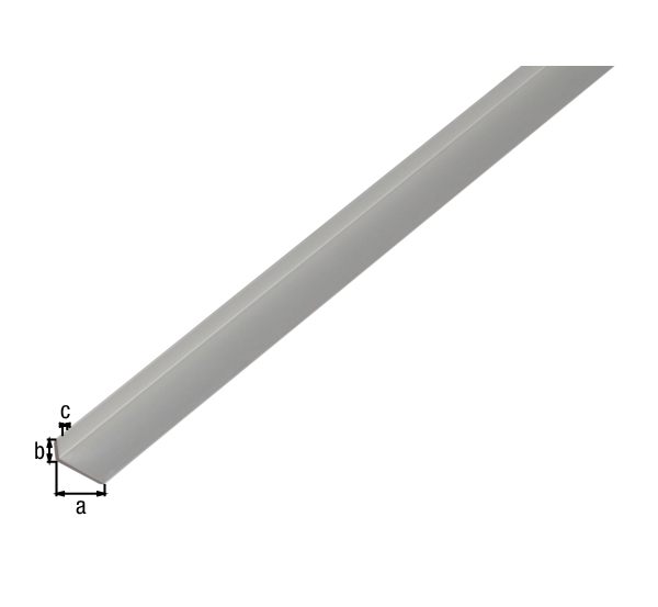 Perfil para protección de ángulo con bordes biselados, Material: Aluminio, Superficie: anodizado plateado, Anchura: 19,6 mm, Altura: 8,6 mm, Espesura del material: 1,6 mm, Longitud: 2000 mm