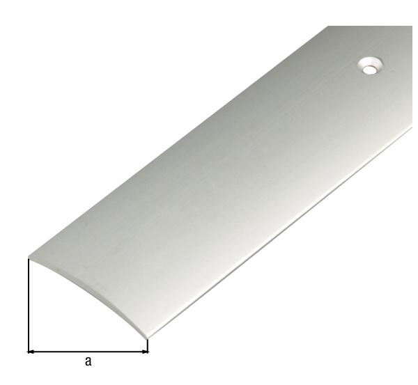 Transition profile, with countersunk screw holes, Material: Aluminium, Surface: silver anodised, Width: 40 mm, Length: 1000 mm, Height above ground: 5.0 mm, Material thickness: 1.00 mm