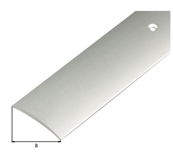 Übergangsprofil, mit versenkten Schraublöchern, Material: Aluminium, Oberfläche: silberfarbig eloxiert, Breite: 40 mm, Länge: 2000 mm, Höhe über Boden: 5,0 mm, Materialstärke: 1,00 mm
