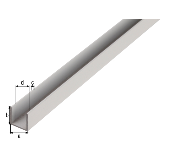 BA-Profile, U shape, Material: Aluminium, Surface: untreated, Width: 30 mm, Height: 20 mm, Material thickness: 2 mm, Clear width: 26 mm, Length: 2000 mm