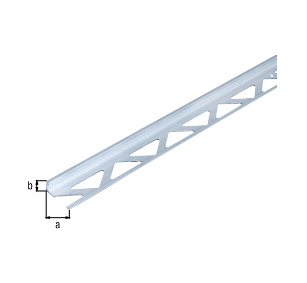 Tile end profile, Material: Aluminium, Surface: raw, Width: 23.5 mm, Height: 8 mm, Length: 1000 mm, Material thickness: 1.00 mm