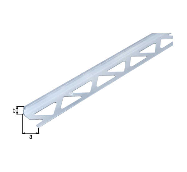 Profil wykończeniowy do płytek ceramicznych, materiał: aluminium, powierzchnia: surowa, Szerokość: 23,5 mm, Wysokość: 10 mm, Długość: 1000 mm, Grubość materiału: 1,00 mm