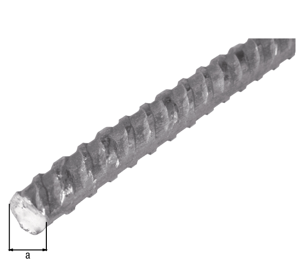 Beton-Riffelstahl, Material: Stahl roh, warmgewalzt, zum Einbetonieren, Durchmesser: 6 mm, Länge: 2000 mm