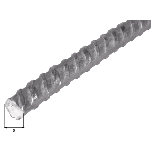 Tige bétonnée en acier strié, Matériau: Acier brut, laminé à chaud, à couler dans le béton, Diamètre: 6 mm, Longueur: 2000 mm