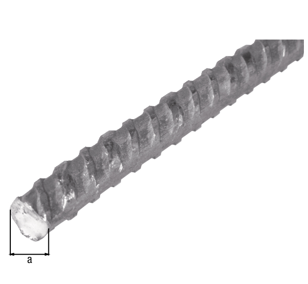 Beton-Riffelstahl, Material: Stahl roh, warmgewalzt, zum Einbetonieren, Durchmesser: 12 mm, Länge: 2000 mm