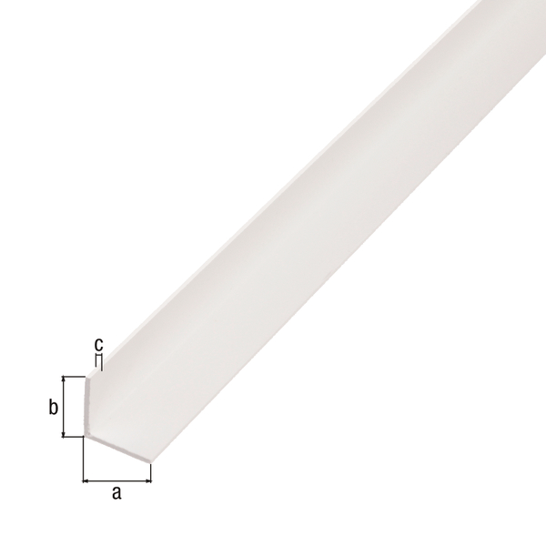 Cornière, Matériau: PVC, couleur : blanc, Largeur: 40 mm, Hauteur: 40 mm, Épaisseur du matériau: 1,2 mm, Version: côtés égaux, Longueur: 2600 mm
