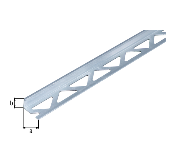 Profilé d'arrêt à carrelage, Matériau: Aluminium, Finition: brute, Largeur: 23,5 mm, Hauteur: 12,5 mm, Longueur: 2500 mm, Épaisseur: 1,00 mm