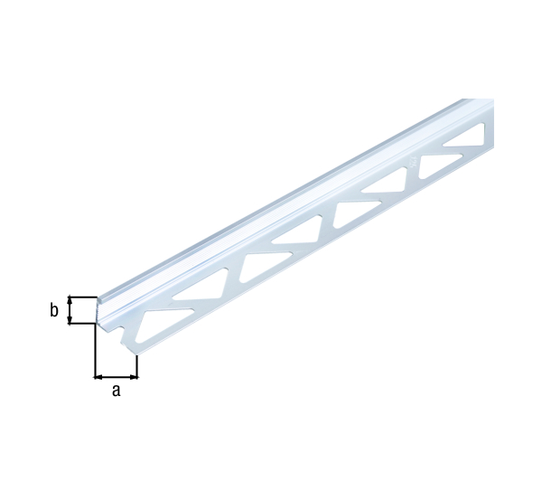 Fliesen-Abschlussprofil, Material: Aluminium, Oberfläche: silberfarbig eloxiert, Breite: 23,5 mm, Höhe: 12,5 mm, Länge: 2500 mm, Materialstärke: 1,00 mm