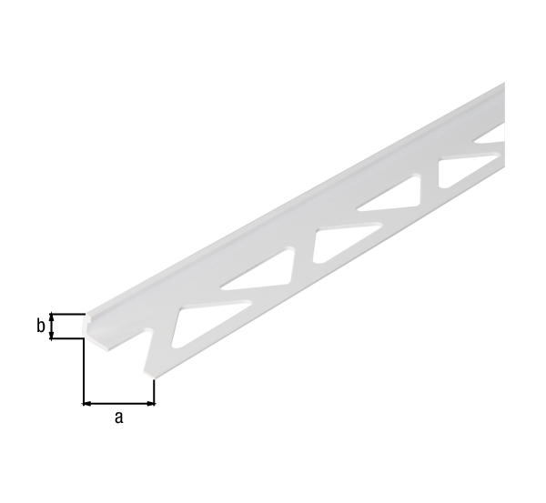 Tile end profile, Material: plastic, colour: white, Width: 23.5 mm, Height: 6 mm, Length: 2500 mm, Material thickness: 1.00 mm