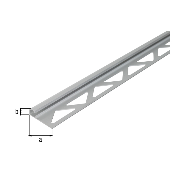 Profilé à carrelage quart de rond, Matériau: Aluminium, Finition: couleur argent, anodisée, Largeur: 30 mm, Hauteur: 8 mm, Longueur: 2500 mm, Épaisseur: 1,00 mm