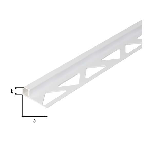 Tile quarter circle profile, Material: plastic, colour: white, Width: 30 mm, Height: 8 mm, Length: 2500 mm, Material thickness: 1.00 mm