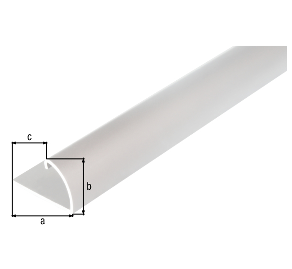 Profilé d'arrêt, Matériau: Aluminium, Finition: couleur argent, anodisée, Largeur: 25 mm, Hauteur totale: 13 mm, Hauteur d'ouverture: 9 mm, Longueur: 1000 mm