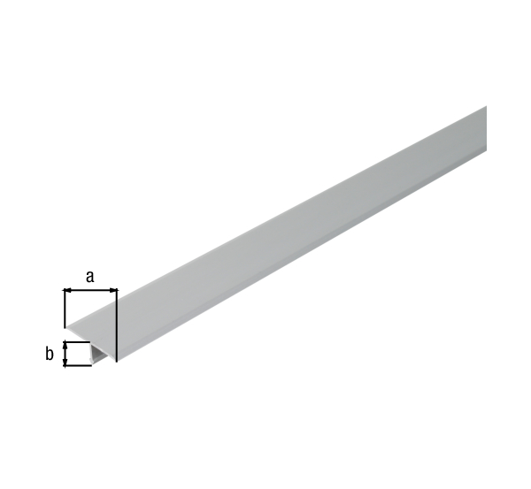 Profilo di finitura a T, Materiale: alluminio, superficie: anodizzata argento, larghezza: 25 mm, altezza: 9 mm, Lunghezza: 2600 mm, Spessore del materiale: 1,00 mm