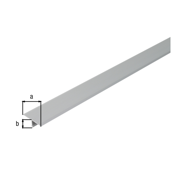 T-Abdeckprofil, Material: Aluminium, Oberfläche: silberfarbig eloxiert, Breite: 25 mm, Höhe: 9 mm, Länge: 2600 mm, Materialstärke: 1,00 mm