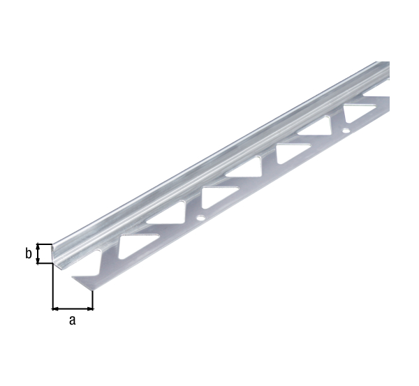 Tile end profile, Material: stainless steel, Width: 23.5 mm, Height: 10 mm, Length: 1000 mm, Material thickness: 1.00 mm