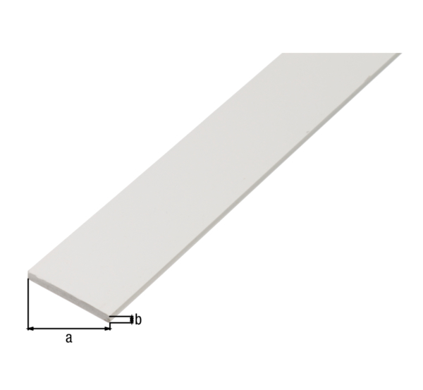 Profilé plat, Matériau: PVC, couleur : blanc, Largeur: 40 mm, Épaisseur du matériau: 3 mm, Longueur: 2000 mm