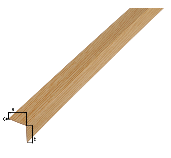 Profil kątowy, materiał: PVC-U, kolor: opt. dąb, Szerokość: 20 mm, Wysokość: 20 mm, Grubość materiału: 1,5 mm, Wersja: równoramienna, Długość: 1000 mm