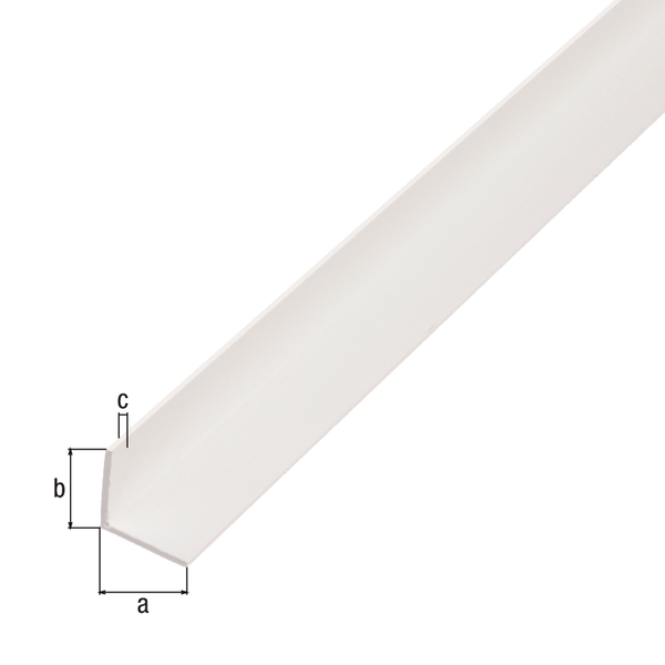 Profilo angolare, Materiale: PVC-U, colore bianco, larghezza: 15 mm, altezza: 15 mm, Spessore del materiale: 1,2 mm, Modello: con lati uguali, Lunghezza: 2600 mm