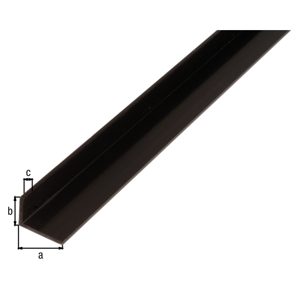 Winkelprofil, Material: PVC-U, Farbe: schwarz, Breite: 20 mm, Höhe: 10 mm, Materialstärke: 1,5 mm, Ausführung: ungleichschenklig, Länge: 1000 mm
