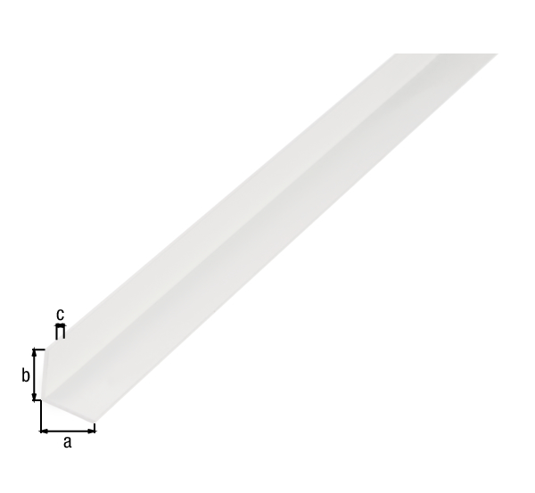 Angle profile, Material: PVC-U, colour: white, Width: 10 mm, Height: 10 mm, Material thickness: 1 mm, Type: equal sided, Length: 1000 mm
