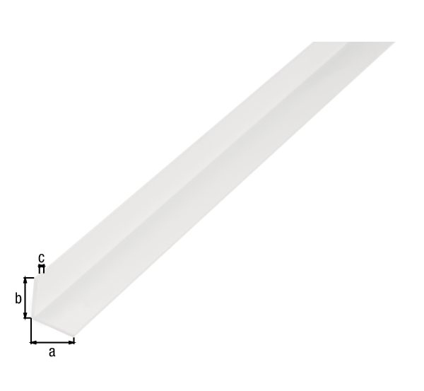 Cornière, Matériau: PVC, couleur : blanc, Largeur: 15 mm, Hauteur: 15 mm, Épaisseur du matériau: 1,2 mm, Version: côtés égaux, Longueur: 1000 mm