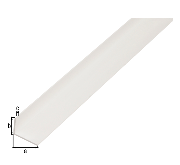 Cornière, Matériau: PVC, couleur : blanc, Largeur: 25 mm, Hauteur: 20 mm, Épaisseur du matériau: 2 mm, Version: côtés inégaux, Longueur: 1000 mm