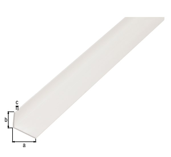 Cornière, Matériau: PVC, couleur : blanc, Largeur: 30 mm, Hauteur: 20 mm, Épaisseur du matériau: 3 mm, Version: côtés inégaux, Longueur: 1000 mm