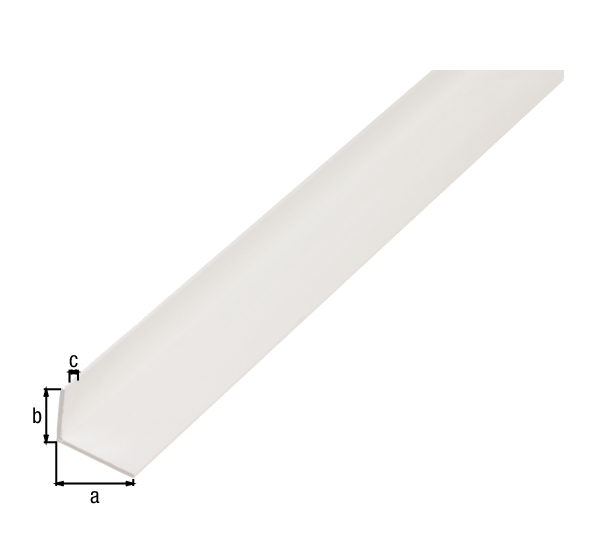 Winkelprofil, Material: PVC-U, Farbe: weiß, Breite: 40 mm, Höhe: 10 mm, Materialstärke: 2 mm, Ausführung: ungleichschenklig, Länge: 1000 mm