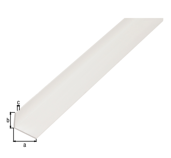 Angle profile, Material: PVC-U, colour: white, Width: 25 mm, Height: 20 mm, Material thickness: 2 mm, Type: unequal sided, Length: 2000 mm