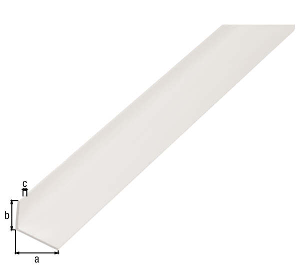 Angle profile, Material: PVC-U, colour: white, Width: 30 mm, Height: 20 mm, Material thickness: 3 mm, Type: unequal sided, Length: 2000 mm