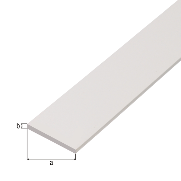 Profilé plat, Matériau: PVC, couleur : blanc, Largeur: 20 mm, Épaisseur du matériau: 2 mm, Longueur: 1000 mm